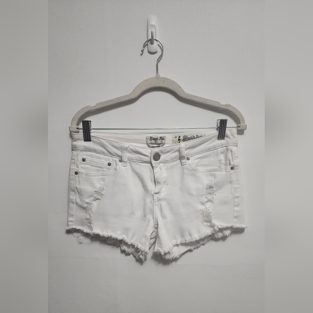 Indigo Rein White Distressed Denim Cutoff Shorts size:5